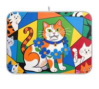 Tappetino scolapiatti colorato linea geometrica gatto scolapiatti tappetino scolapiatti tappetino XL 18 x 24