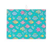 Tappetino scolapiatti colorato per bancone della cucina, tappetino assorbente a tema oceano, tappetino scolapiatti estivo in microfibra per proteggere il bancone della cucina, 45,7 x 61 cm