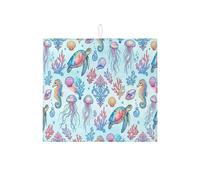 Tappetino scolapiatti colorato per bancone della cucina, tappetino assorbente per scolapiatti a forma di creatura marina, tappetino in microfibra per asciugatura per bar, 40,6 x 45,7 cm