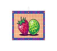 Tappetino scolapiatti colorato per frutta, a scacchiera con fragole e lime, assorbente, in microfibra, per proteggere il bancone della cucina, 40,6 x 45,7 cm