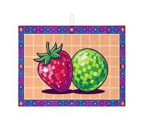 Tappetino scolapiatti colorato per frutta, a scacchiera con fragole e lime, assorbente, in microfibra, per proteggere il bancone della cucina, 45,7 x 61 cm