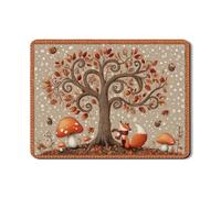 Tappetino scolapiatti con albero autunnale e volpe per bancone della cucina, tappetino in gomma assorbente con foglie d'arancio rustiche, comodo tappetino in pelle PU per bar 45,7 x 61 cm
