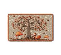 Tappetino scolapiatti con albero autunnale e volpe per bancone della cucina, tappetino in gomma assorbente con foglie d'arancio rustiche, comodo tappetino in pelle PU per bar 30,5 x 50,8 cm