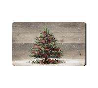 Tappetino scolapiatti con albero di Natale per bancone della cucina, in gomma assorbente, stile rustico, 30,5 x 50,8 cm