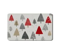 Tappetino scolapiatti con albero di Natale, per bancone della cucina, motivo rosso e grigio, in gomma assorbente, tappetino scolapiatti invernale in pelle sintetica per bar, 30,5 x 50,8 cm