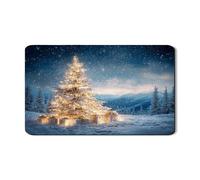 Tappetino scolapiatti con albero di Natale per bancone della cucina, scena innevata, in gomma assorbente, tappetino scolapiatti in pelle sintetica per bar, 30,5 x 50,8 cm