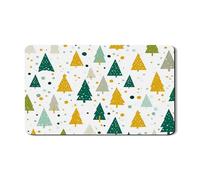 Tappetino scolapiatti con albero di Natale per bancone della cucina, tappetino in gomma assorbente verde e giallo, tappetino in pelle PU per asciugare la decorazione della cucina, 30,5 x 50,8 cm