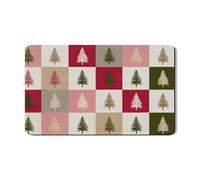 Tappetino scolapiatti con albero di Natale per bancone della cucina, tappetino scolapiatti in gomma assorbente rosso verde rustico in pelle PU per bar 30,5 x 50,8 cm