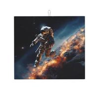 Tappetino scolapiatti con astronauta che vola nello spazio per bancone della cucina, 45,7 x 40,6 cm, in microfibra, super assorbente, tappetino scolapiatti antiscivolo, tappetino extra large per