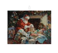 Tappetino scolapiatti con Babbo Natale, per bancone della cucina, tappetino decorativo assorbente per le vacanze, tappetino scolapiatti in microfibra, arte vintage, 45,7 x 61 cm