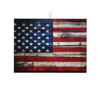 Tappetino scolapiatti con bandiera americana in legno retrò assorbente per bancone della cucina, tappetino scolapiatti antiscivolo, 45,7 x 61 cm