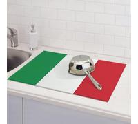 Tappetino scolapiatti con bandiera italiana, per bancone della cucina, assorbente in microfibra, reversibile, lavabile, 45,7 x 61 cm, per decorare la casa, la cucina, la sala da pranzo, l'ufficio