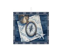 Tappetino scolapiatti con bussola nautica per bancone della cucina, tappetino assorbente vintage blu navy, tappetino scolapiatti in microfibra per protezione del bancone della cucina, 40,6 x 45,7 cm