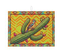 Tappetino scolapiatti con cactus e uccellini, per bancone della cucina, colorato, assorbente sud-ovest, tappetino scolapiatti estivo in microfibra per proteggere la cucina, 45,7 x 61 cm