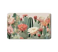 Tappetino scolapiatti con cactus floreale per bancone della cucina, tappetino in gomma assorbente verde pesca, tappetino scolapiatti ispirato alla natura primaverile per protezione del bancone della