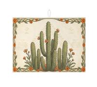 Tappetino scolapiatti con cactus per bancone della cucina, tappetino assorbente vintage floreale, tappetino scolapiatti in microfibra della Boemia sud-occidentale per decorazione bancone della cucina