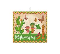 Tappetino scolapiatti con cactus vibrante per cucina, gioioso motivo floreale, assorbente, tappetino in microfibra primaverile per asciugare il bancone del bar, 40,6 x 45,7 cm