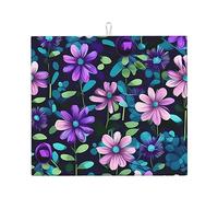 Tappetino scolapiatti con camelia viola, super assorbente, tappetino da cucina con gancio, facile da pulire, accessori da cucina, scolapiatti per piatti, 45,7 x 40,6 cm