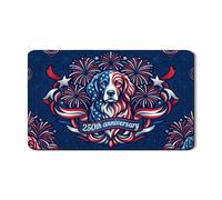 Tappetino scolapiatti con cane patriottico per bancone della cucina, tappetino assorbente in gomma blu navy, tappetino per asciugare i piatti in stile vintage con fuochi d'artificio festivi, per