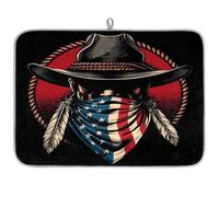 Tappetino scolapiatti con cappello da cowboy americano del 4 luglio, per bancone della cucina, assorbente scolapiatti lavabile, tappetino scolapiatti per piano di lavoro, 61 x 46 cm