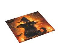 Tappetino scolapiatti con cappello da strega di Halloween, gatto nero, tappetino assorbente per cucina, tappetino scolapiatti natalizio da 40,6 x 45,7 cm, scolapiatti con anello per appendere