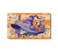 Tappetino scolapiatti con cappello da strega di Halloween, per bancone della cucina, tappetino scolapiatti in gomma assorbente floreale viola, tappetino scolapiatti in pelle PU autunnale per
