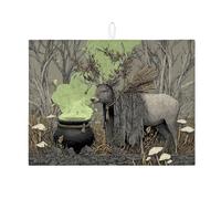 Tappetino scolapiatti con cervo mistico per bancone della cucina, foresta incantata, assorbente, tappetino scolapiatti in microfibra autunnale per decorazione bancone della cucina, 45,7 x 61 cm