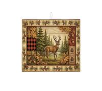Tappetino scolapiatti con cervo per bancone della cucina, con foresta autunnale, assorbente, tappetino scolapiatti in microfibra rustico, per proteggere il bancone della cucina, 40,6 x 45,7 cm
