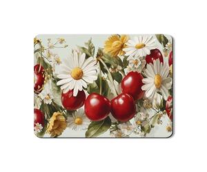 Tappetino scolapiatti con ciliegie floreali per bancone della cucina, in gomma assorbente, con ciliegie rosse, tappetino scolapiatti vintage a fioritura primaverile, per bancone della cucina, 45,7 x