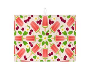 Tappetino scolapiatti con ciliegie per bancone della cucina, tappetino assorbente per scolapiatti con motivo floreale di pesca, tappetino in microfibra divertente per l'estate, per proteggere il bar