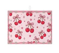 Tappetino scolapiatti con ciliegie per bancone della cucina, tappetino assorbente per scolapiatti e frutta di pesca, grazioso tappetino in microfibra per asciugare i piatti del bar, 45,7 x 61 cm