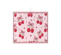 Tappetino scolapiatti con ciliegie per bancone della cucina, tappetino assorbente per scolapiatti e frutta di pesca, grazioso tappetino in microfibra per asciugare i piatti del bar, 40,6 x 45,7 cm