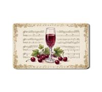 Tappetino scolapiatti con ciliegie per bancone della cucina, tappetino scolapiatti in gomma assorbente vintage con note musicali primaverili in pelle PU, 30,5 x 50,8 cm
