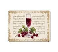 Tappetino scolapiatti con ciliegie per bancone della cucina, tappetino scolapiatti in gomma assorbente vintage con note musicali primaverili in pelle PU, 45,7 x 61 cm