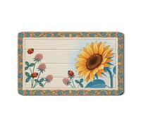 Tappetino scolapiatti con coccinella e girasole per bancone della cucina, tappetino scolapiatti in gomma assorbente floreale, tappetino scolapiatti vintage primaverile in pelle PU per decorazione