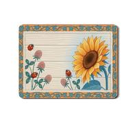 Tappetino scolapiatti con coccinella e girasole per bancone della cucina, tappetino scolapiatti in gomma assorbente floreale, tappetino scolapiatti vintage primaverile in pelle PU per decorazione