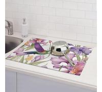 Tappetino scolapiatti con colibrì iris, per bancone della cucina, assorbente, in microfibra, reversibile, lavabile, 45,7 x 61 cm, per decorare la casa, la cucina, la sala da pranzo, l'ufficio