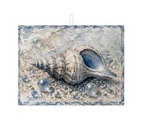 Tappetino scolapiatti con conchiglie costiere per bancone della cucina, tappetino assorbente blu nautico, tappetino per asciugatura ad acquerello per spiaggia estiva per bar, protezione 45,7 x 61 cm