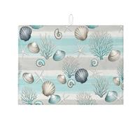 Tappetino scolapiatti con conchiglie costiere per bancone della cucina, tappetino assorbente per scolapiatti nautico, tappetino in microfibra da spiaggia per protezione bar 45,7 x 61 cm