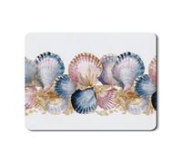 Tappetino scolapiatti con conchiglie per bancone della cucina, elegante blu pesca conchiglia assorbente in gomma scolapiatti tappetino scolapiatti tappetino estivo in pelle PU per decorazione bancone