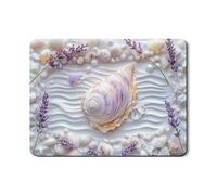 Tappetino scolapiatti con conchiglie per bancone della cucina, in gomma assorbente, motivo floreale lavanda, tappetino scolapiatti in pelle PU costiera per decorazione bancone della cucina, 45,7 x 61