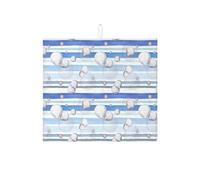 Tappetino scolapiatti con conchiglie per bancone della cucina, tappetino assorbente a righe blu nautico, tappetino scolapiatti in microfibra costiera per bar 40,6 x 45,7 cm