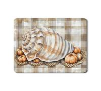 Tappetino scolapiatti con conchiglie per bancone della cucina, tappetino in gomma assorbente scozzese beige rustico, tappetino per asciugare in pelle PU autunnale per cucina e bar 45,7 x 61 cm