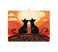 Tappetino scolapiatti con coppia di gatti al tramonto, tappetino assorbente per scolapiatti per bancone della cucina, tappetino antiscivolo per scolapiatti 45,7 x 61 cm