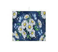 Tappetino scolapiatti con crisantemo e farfalla, per bancone della cucina, tappetino assorbente per scolapiatti con motivo floreale blu navy, tappetino scolapiatti in microfibra primaverile per