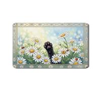 Tappetino scolapiatti con crisantemo floreale per bancone della cucina, stampa zampa nera, in gomma assorbente, tappetino scolapiatti per bar, protezione stile giardino primaverile, 30,5 x 50,8 cm
