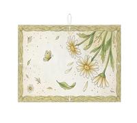 Tappetino scolapiatti con crisantemo per bancone della cucina, tappetino assorbente verde floreale per scolapiatti in microfibra per proteggere il bancone della cucina, 45,7 x 61 cm