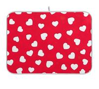 Tappetino scolapiatti con cuori bianchi rossi, tappetino reversibile per asciugare la cucina, accessori da cucina, 40,6 x 45,7 cm