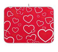 Tappetino scolapiatti con cuori bianchi, tappetino per scolapiatti reversibile, assorbente, tappetino da caffè, tappetino da cucina, 40,6 x 45,7 cm