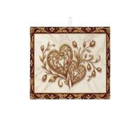 Tappetino scolapiatti con design a forma di cuore, per bancone della cucina, tappetino assorbente per scolapiatti floreale dorato, tappetino in microfibra vintage per la decorazione della casa, 40,6 x